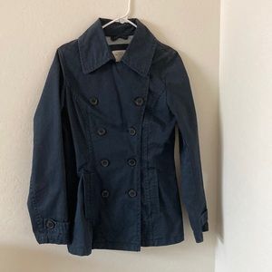 Women’s H&M L.O.G.G Navy Button Cotton Peacoat Sz 8